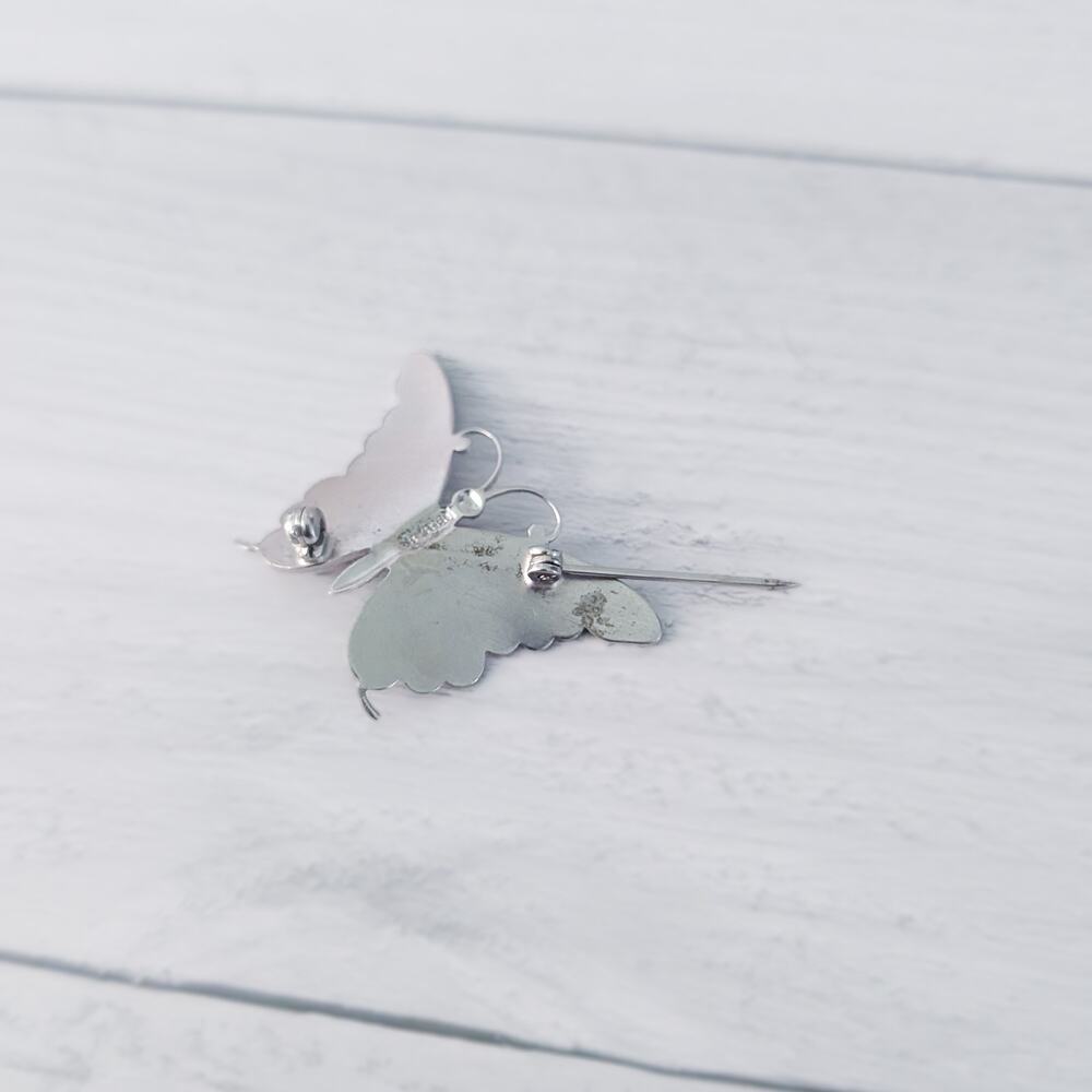 Vintage Beau Sterling Brooch / Vintage Pin Silver Butterfly - Picture 4 of 5